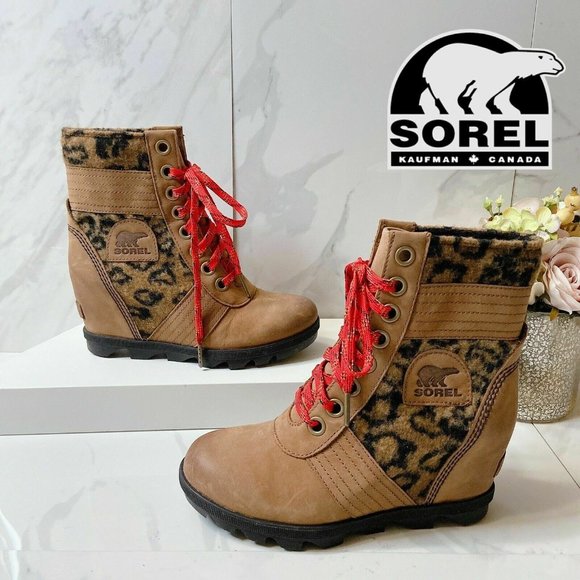Sorel Shoes - Sorel Lexie Faux Fur Paneled Wedge Combat Boots 6